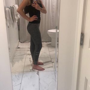 PINK gray leggings with black band